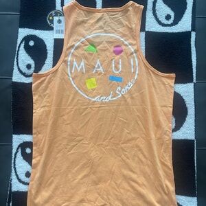 Maui and Sons Men's Tank Top Mango Cookie Logo Sleeveless Shirt Size Small